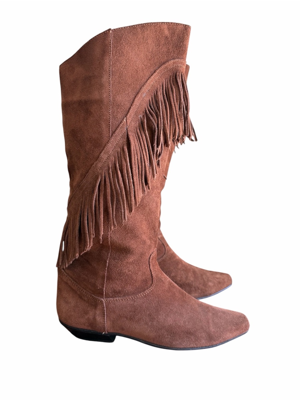 Vintage Gianni Brown Leather Fringe Western Boots Women’s Size 7 - Picture 2 of 10